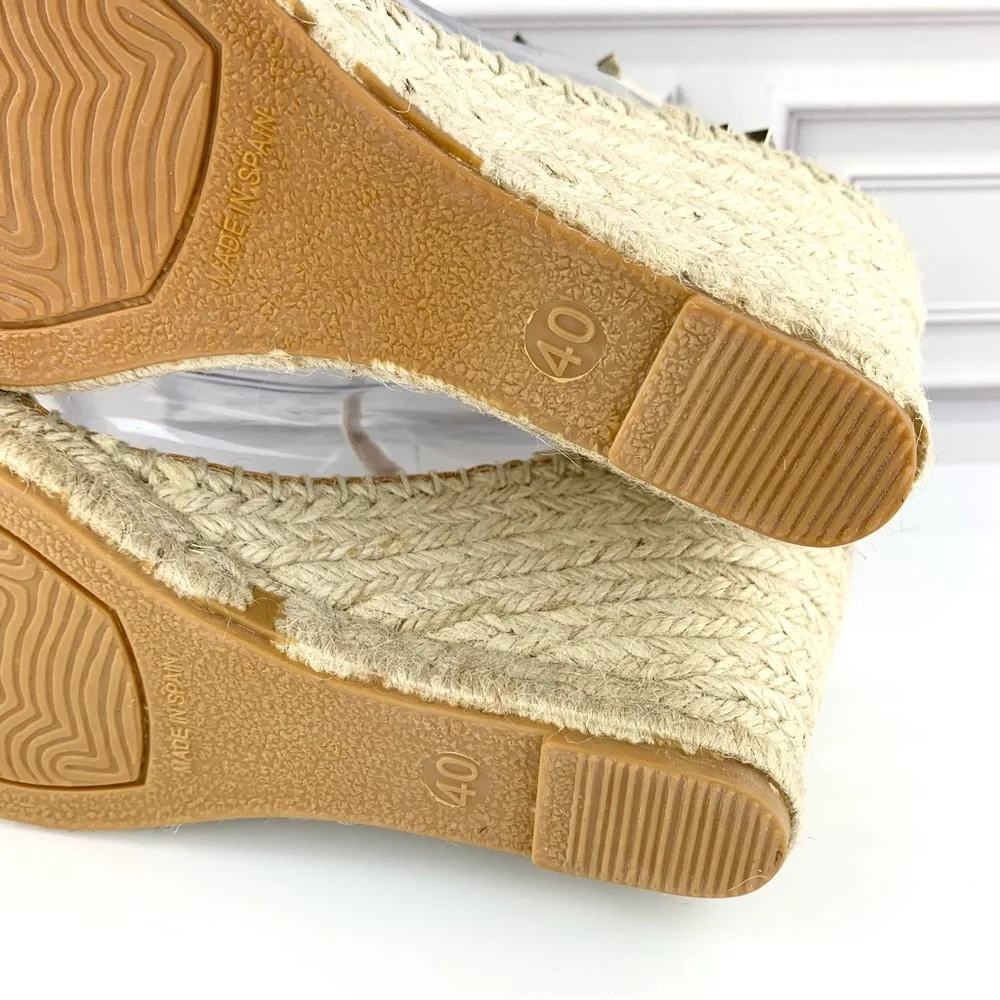 NEW! Anthropologie Maypol White Leather Wrap Espadrille Wedges Size 40 9